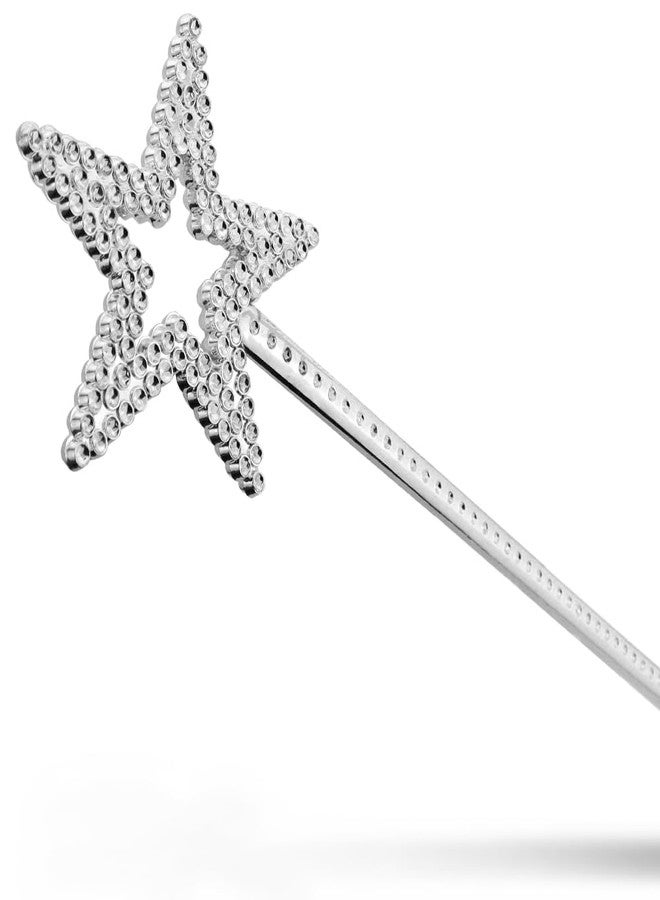 JOGILBOY Princess Star Wand, 13 Inches Silver Fairy Angel Wand, Party Costume Dress Up Accessories - Image 1